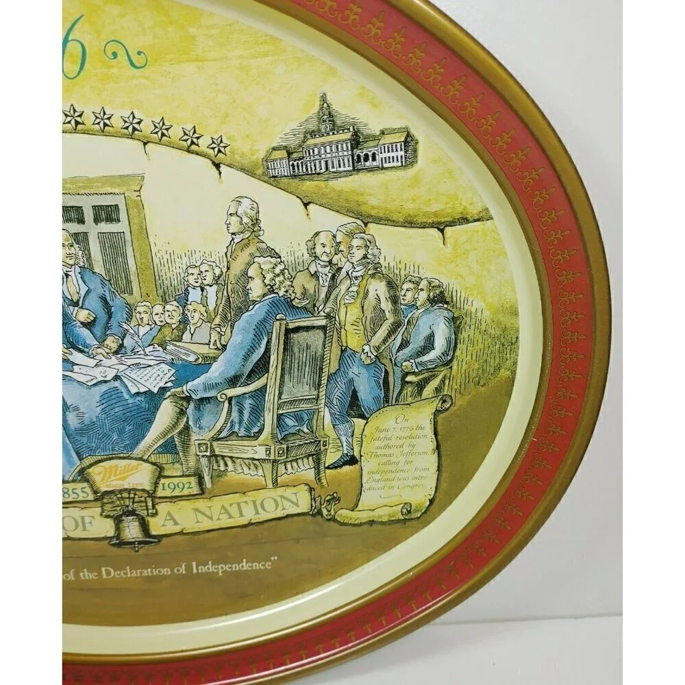 Miller Birth Of A Nation Declaration Of Independence Metal Serving Platter Tray